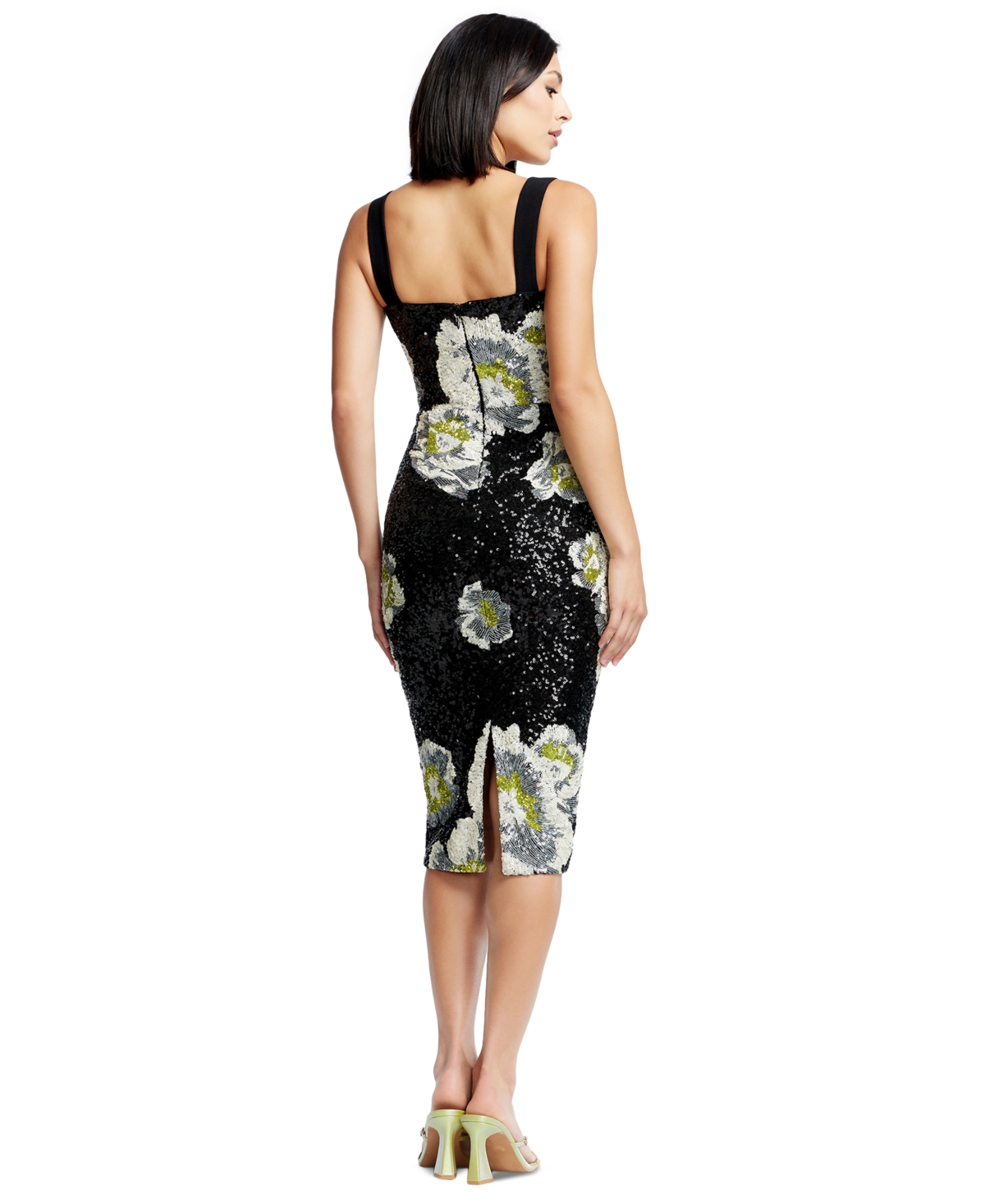 DRESS THE POPULATION S WOMEN'S NICOLE FLORAL-SEQUINED MIDI DRESS 