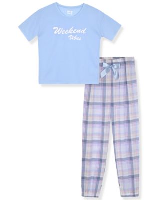 Max & Olivia - Big Girls Weekend Vibes Plaid Pajama Set