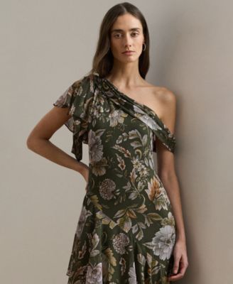strapless open back dress Mara Crepe One Shoulder Gown main image 1
