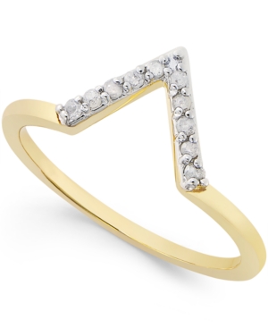 image of Diamond V Ring (1/10 ct. t.w.) in Sterling Silver or 18k Gold-Plated Sterling Silver