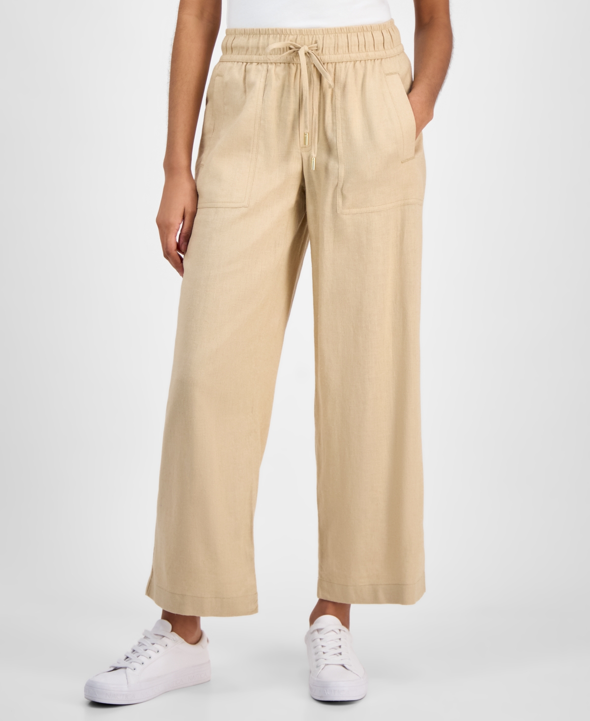 Nautica Jeans Women's Linen-blend Wide-leg Pants In Irish Cream
