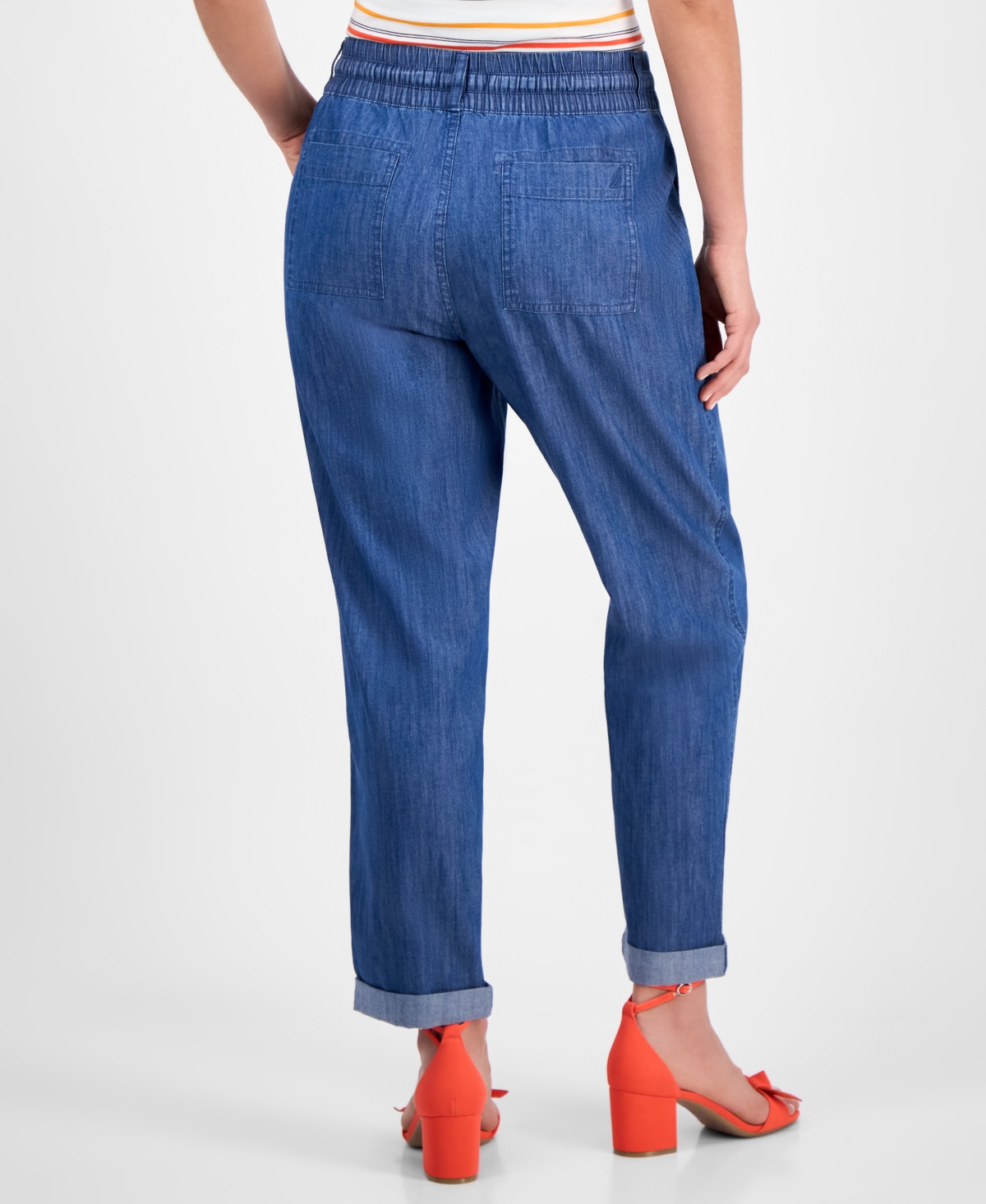 Nautica Jeans Women's Chambray Cuffed Jogger Pants In Azure