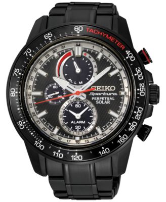 OZOZSEIKO SOLAR CHRONOGRAPH ブラック Seiko Men's Solar Chronograph Sportura Black Stainless Steel