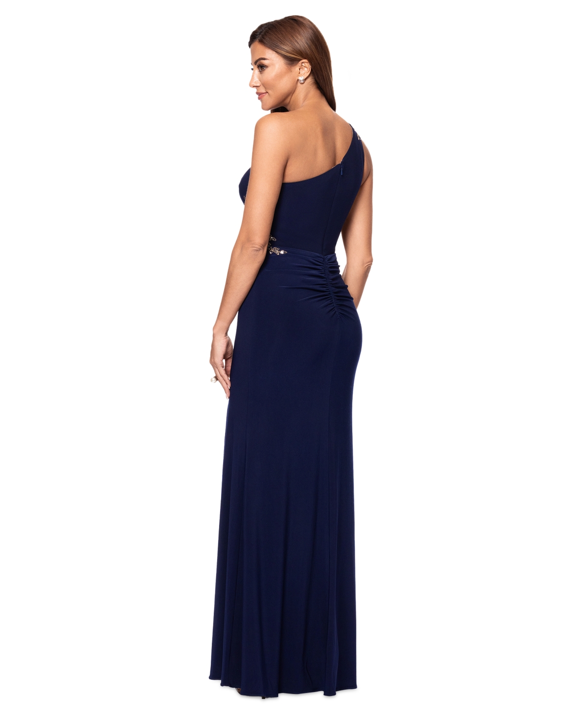 Xscape Women's Applique One-shoulder Gown In Navy