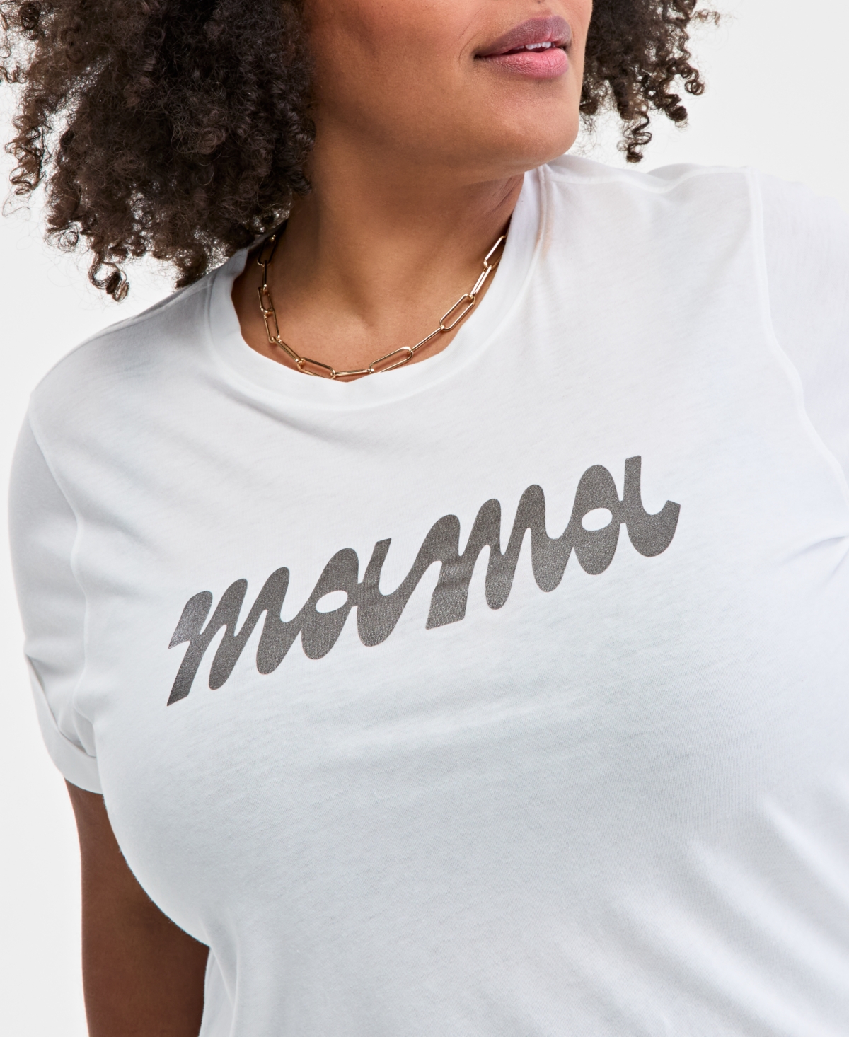On 34th Plus Size Mama Graphic Knit Short-Sleeve Top, Exclusively at Macy's