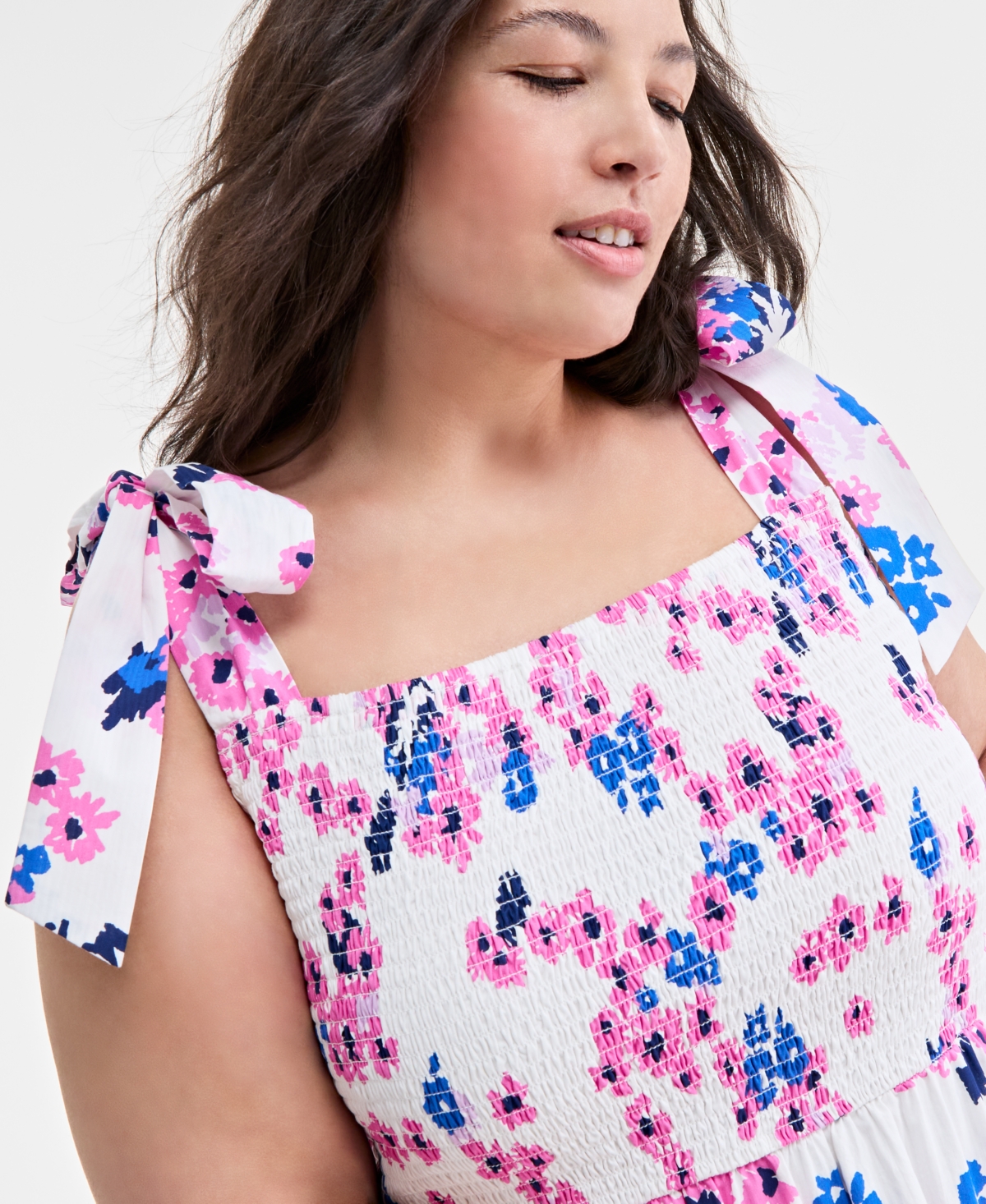 Shop On 34th Mommy & Me Plus Size Printed Tie-shoulder Midi Sundress, Exclusively At Macy's In Washed Whi