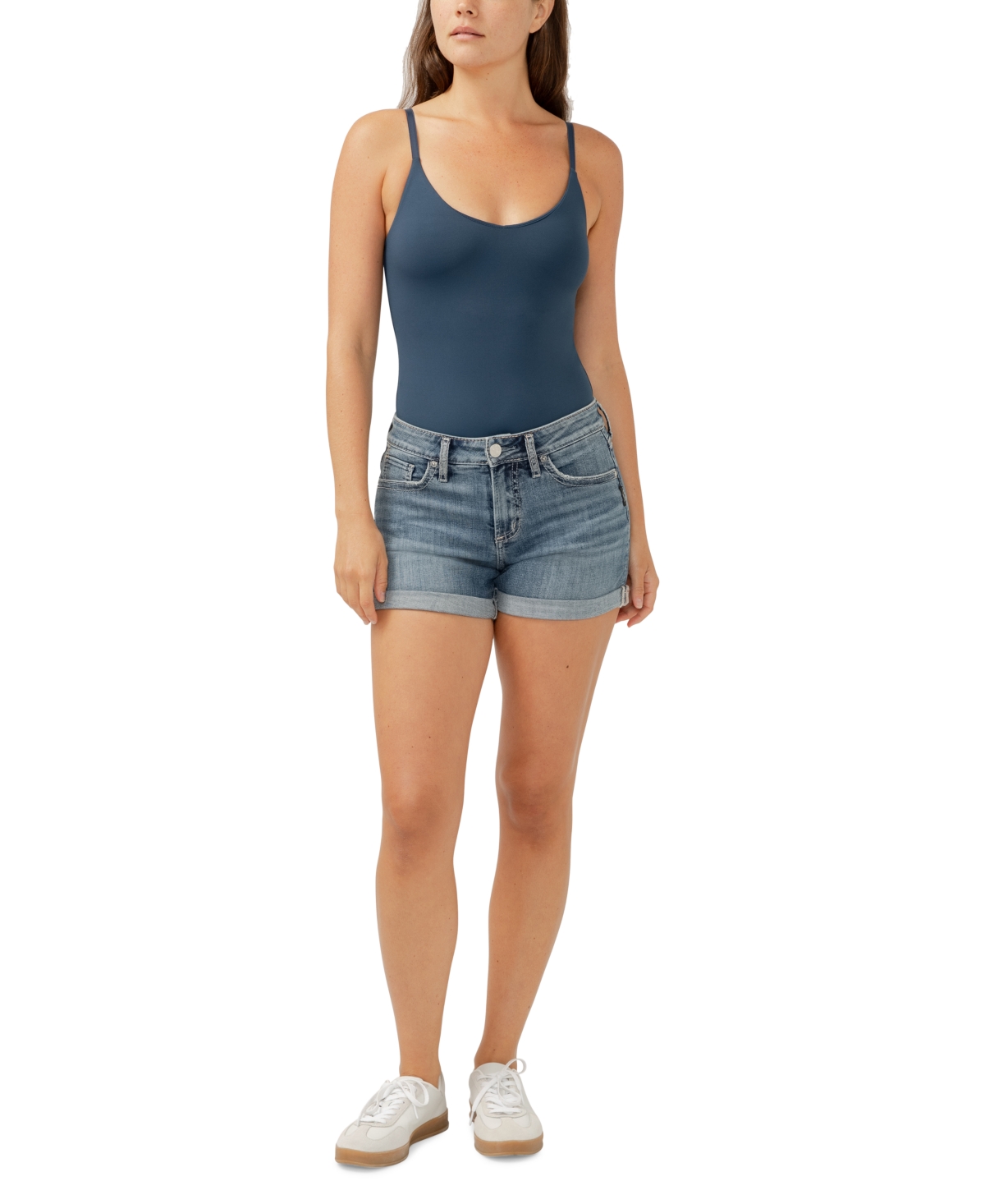 Silver Jeans Co. Suki Curvy Mid Rise Denim Shorts In Indigo