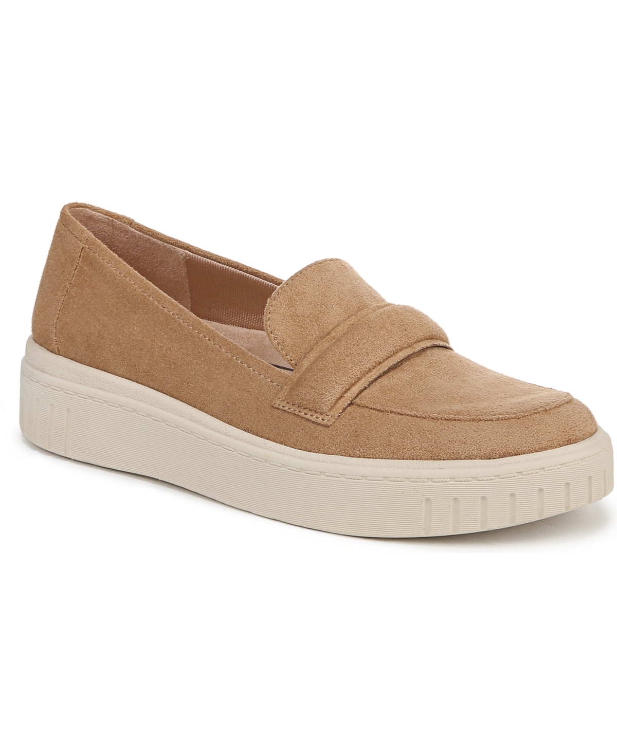 Shop Lifestride Women's Geneva Closed Round Toe Platform Penny Loafers In Cuoio Taupe Microfiber