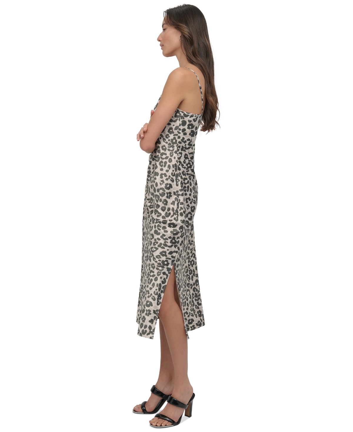 DKNY JEANS WOMEN'S ANIMAL-PRINT WASHED SATIN SLIPDRESS 