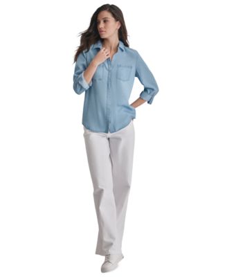 Women's Roll-Tab-Sleeve Button-Front Shirt