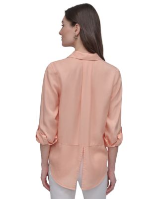 Women's Roll-Tab-Sleeve Button-Front Shirt