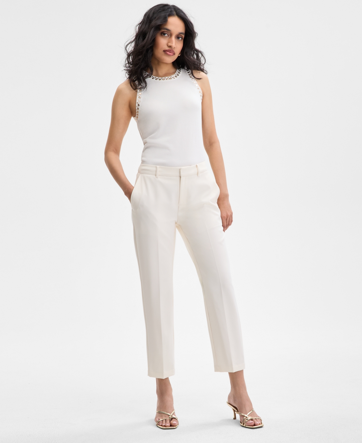 Women's Slim Cropped Trousers, Exclusively at Macy's - Vintage Cream