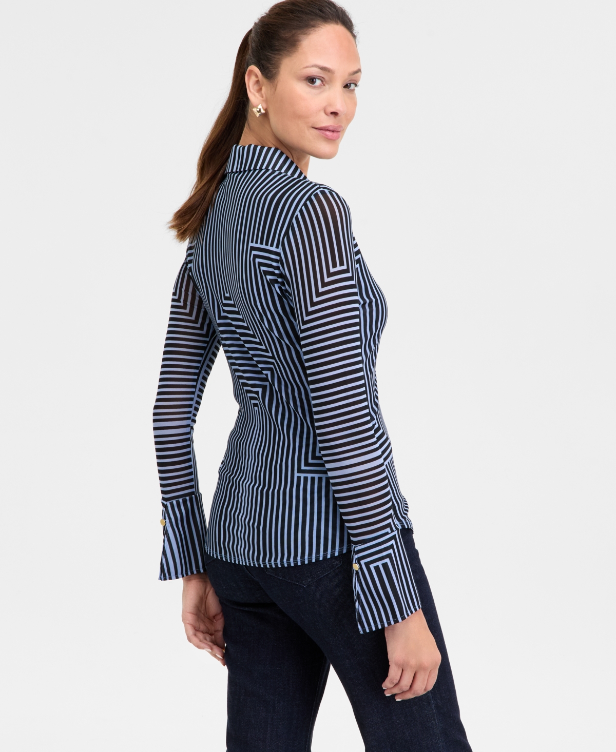 Inc International Concepts Women's Johnny-collar Top, Exclusively At Macy's In Black