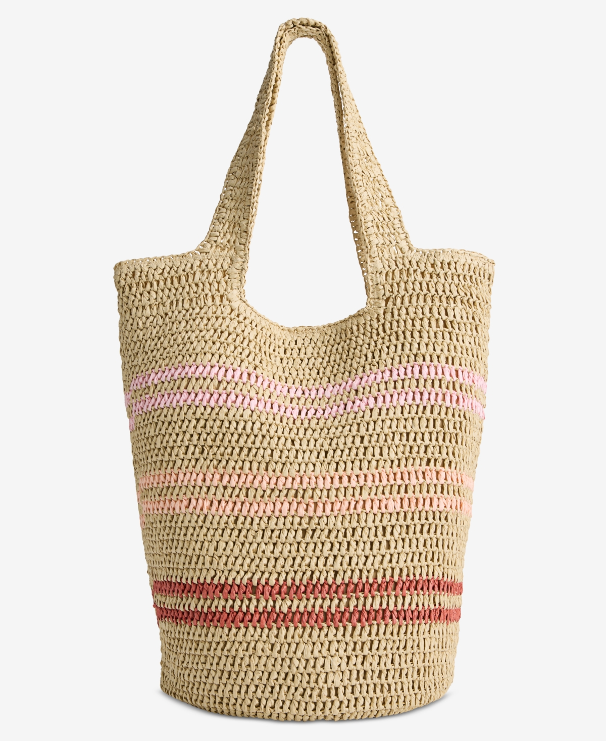 Extra Large Soft Packable Tote, Exclusively at Macy's - Natural/ Red Stripes