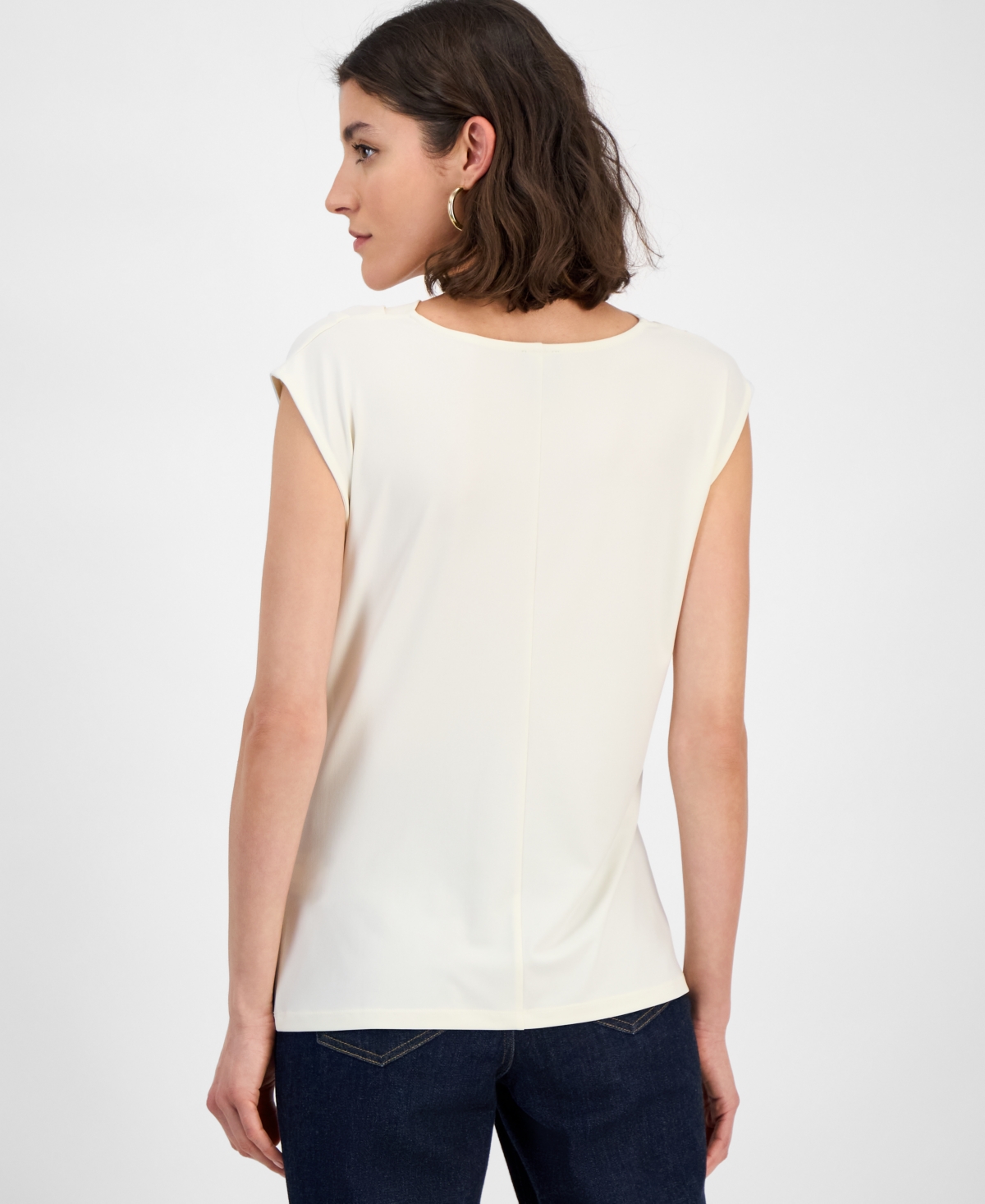Inc International Concepts Women's Sleeveless Cowlneck Blouse, Exclusively At Macy's In Vintage Cr