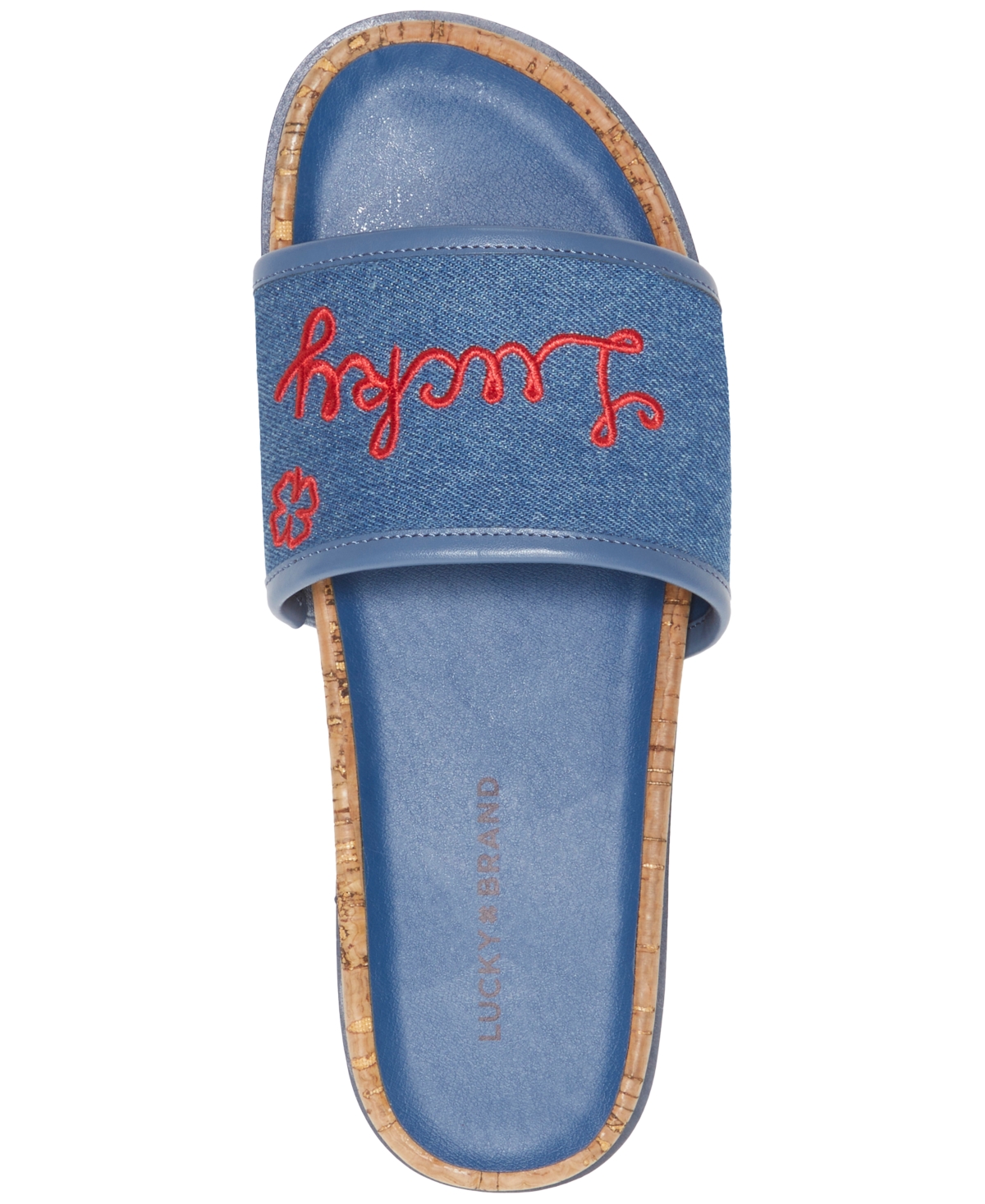 Shop Lucky Brand Women's Dylina Cork Platform Slide Sandals In Light Washed Blue Denim