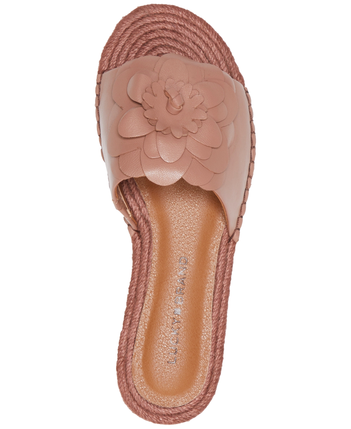 Shop Lucky Brand Women's Biricha Flower Flat Sandals In Rose Dusk Leather