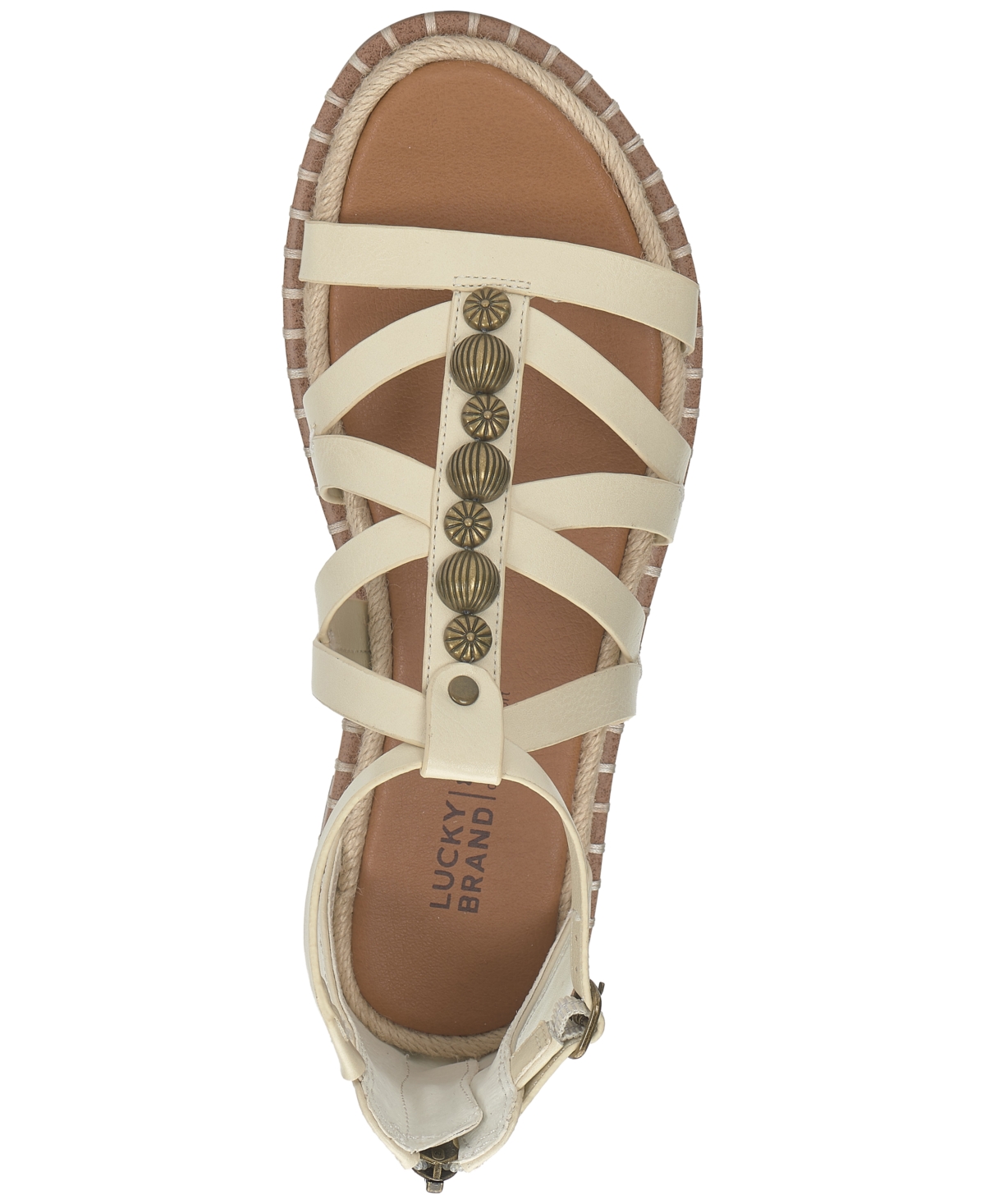 Lucky Brand Korina Sandal In Dark Parchment,white Burnished Leather