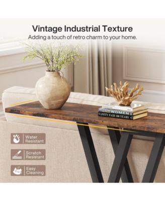 Gold Console Table, Modern Hallway Table for Entryway, 43 Inch Entryway Tables Narrow Sofa Table for Living Room, Stable Metal Frame & Easy Assemble, Faux Marble White