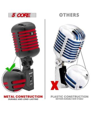 Professional Vintage Microphone for Singing Dynamic Super Cardiod XLR Old Retro Wired Vocal Mic RTRO MIC CH BLK-RED