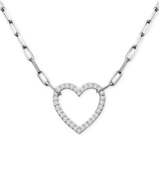 Cubic Zirconia Heart Pendant Necklace, 16" + 2" extender
