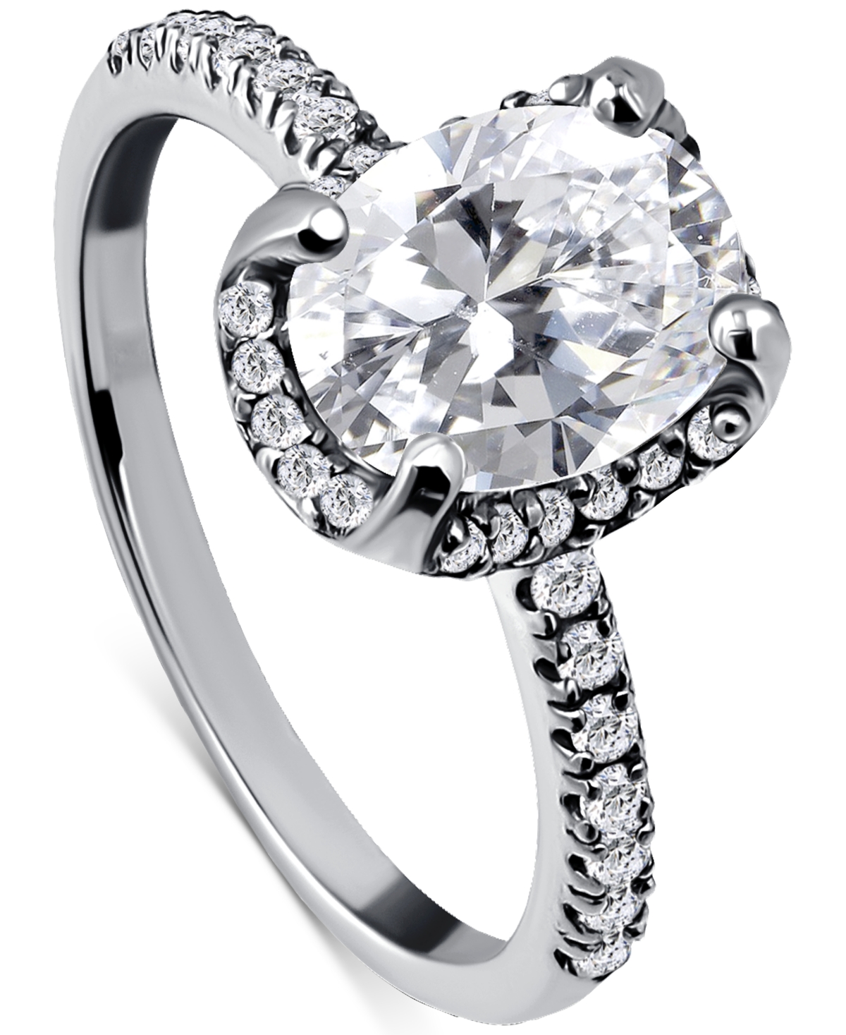GIANI BERNINI CUBIC ZIRCONIA OVAL HALO RING IN 18K GOLD-PLATED STERLING SILVER, EXCLUSIVELY AT MACY'S 