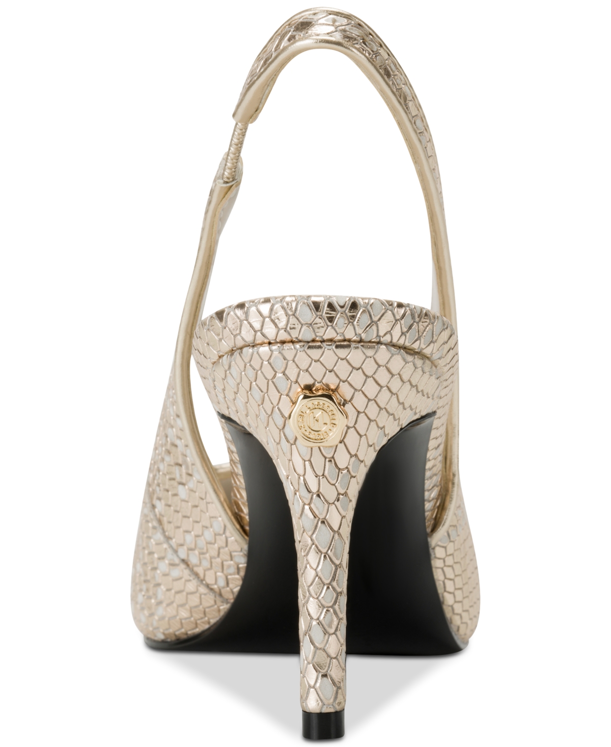 Karl Lagerfeld Rosalyn Pointed Toe Slingback Pump In White Gold