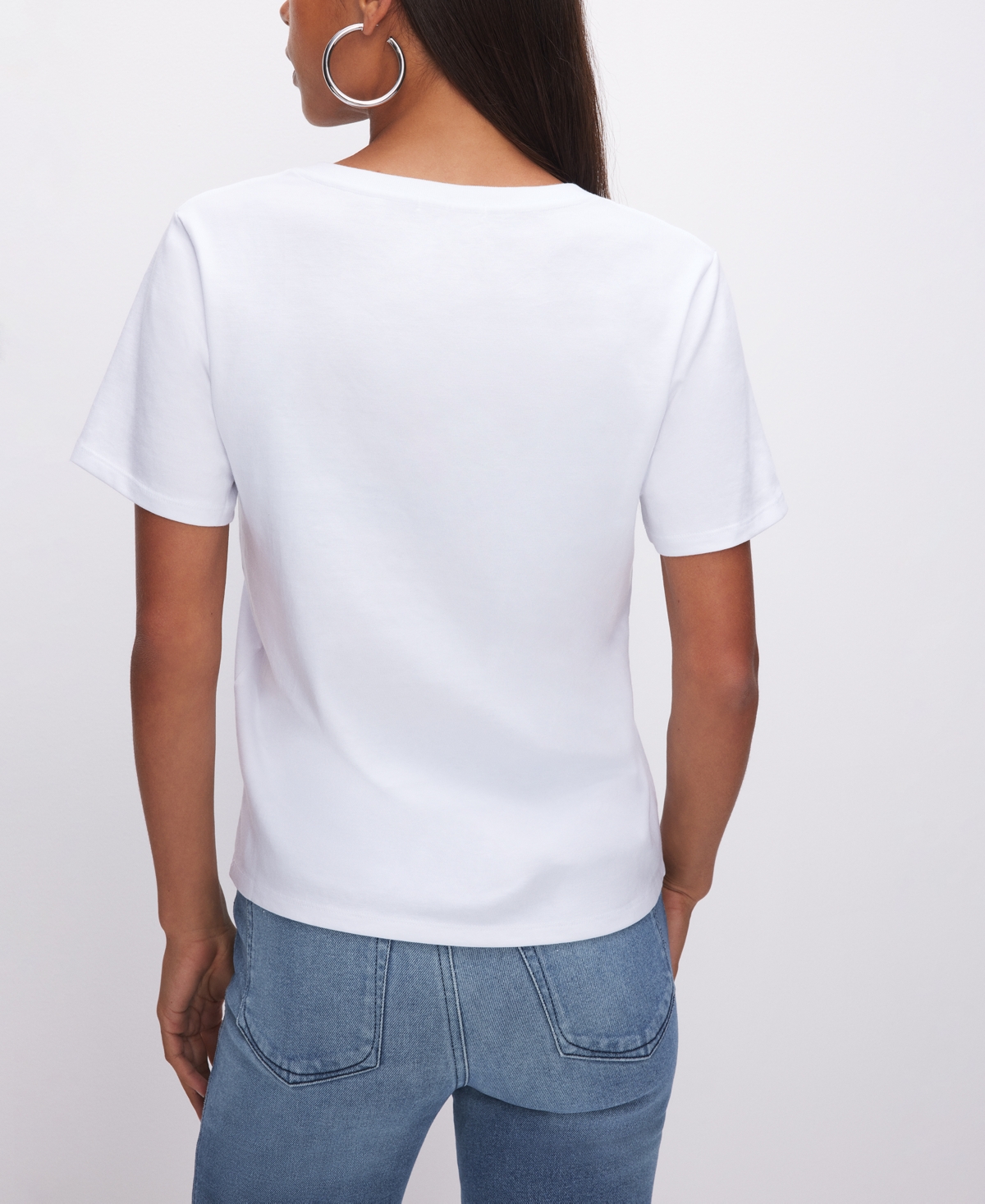 GOOD AMERICAN WOMEN'S HERITAGE V-NECK SHORT-SLEEVE T-SHIRT 