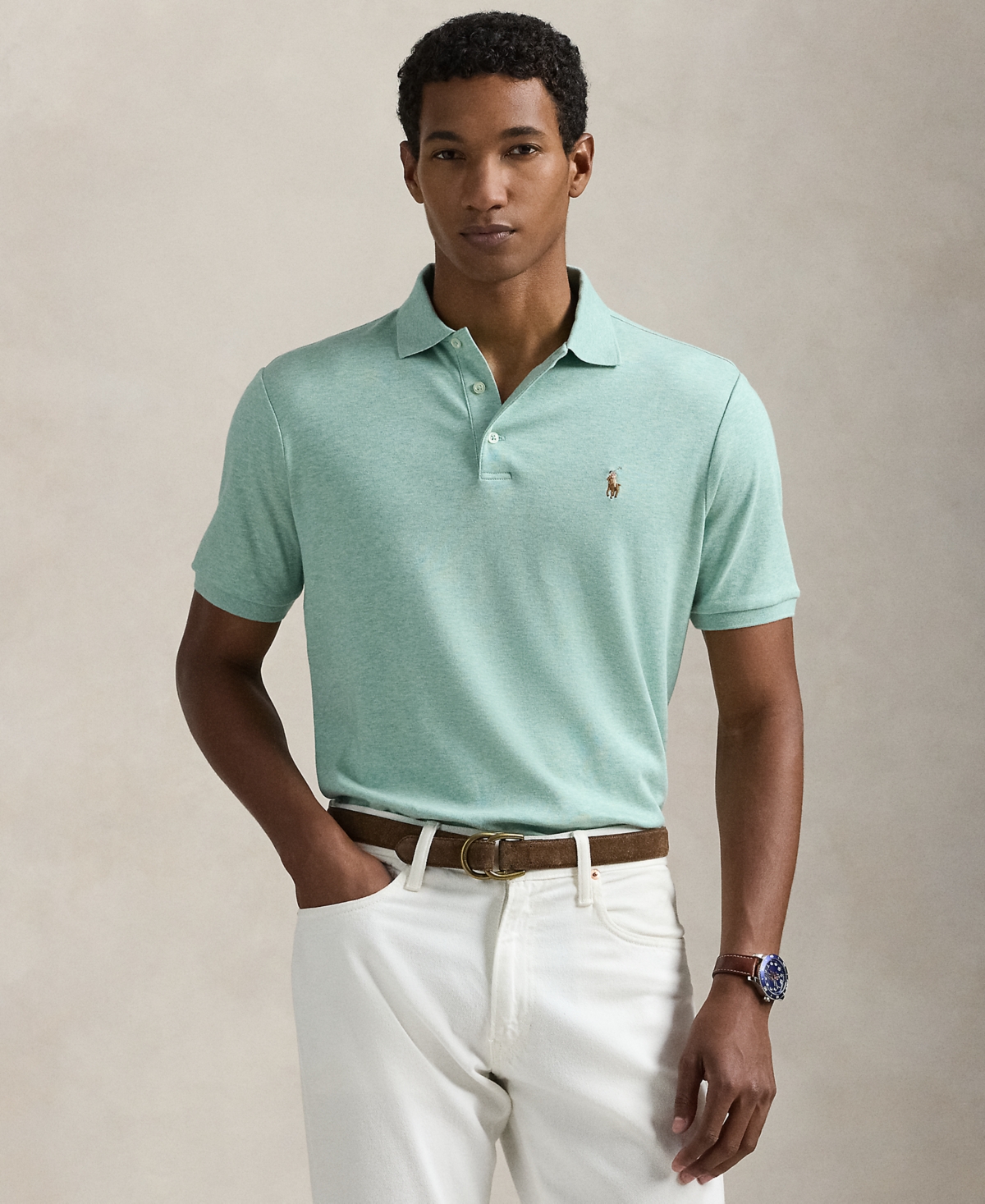 Polo Ralph Lauren Custom Slim Fit Printed Mesh Polo Shirt