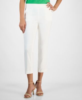 Kasper - Women's Stretch Twill Cropped Straight Pull-On Pants