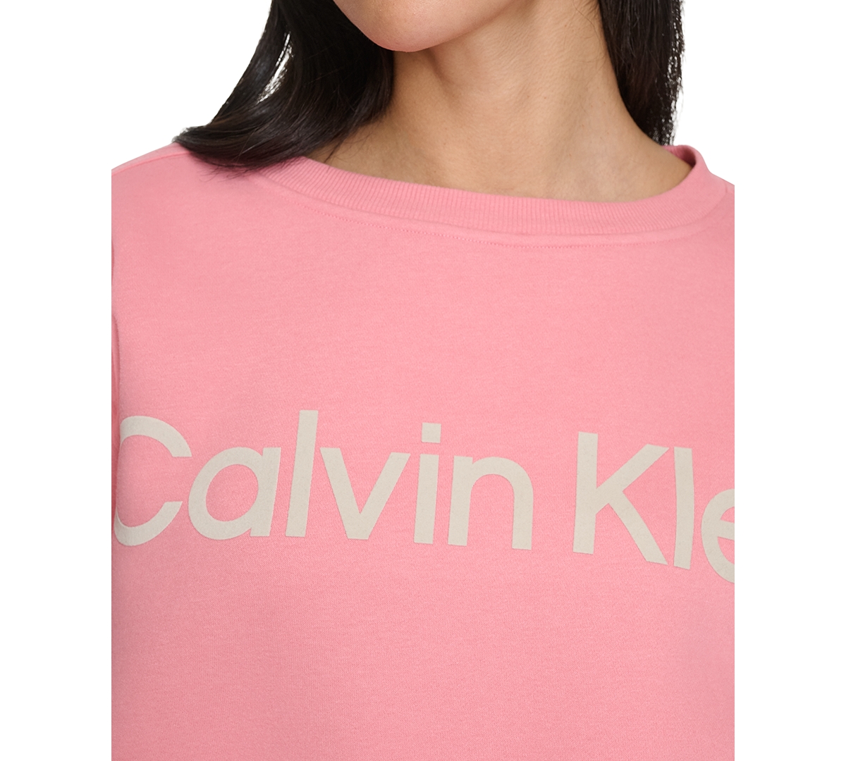 Shop Calvin Klein Performance Women's Flocked-logo Fleece Sweatshirt In Brandied Apricot