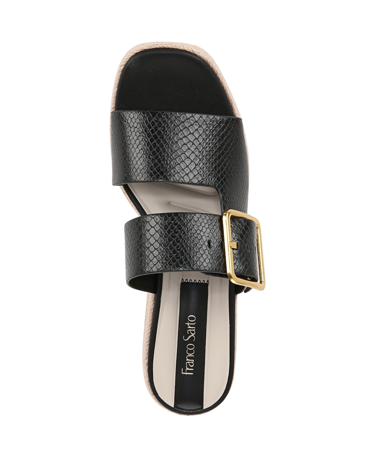 Franco Sarto Taziana Platform Sandal In Black Snake Print Faux Leather