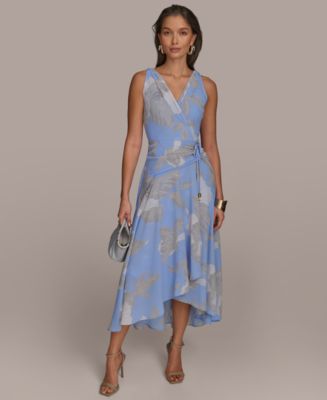 Donna Karan New York Women's Faux-Wrap Sleeveless Dress - Macy's