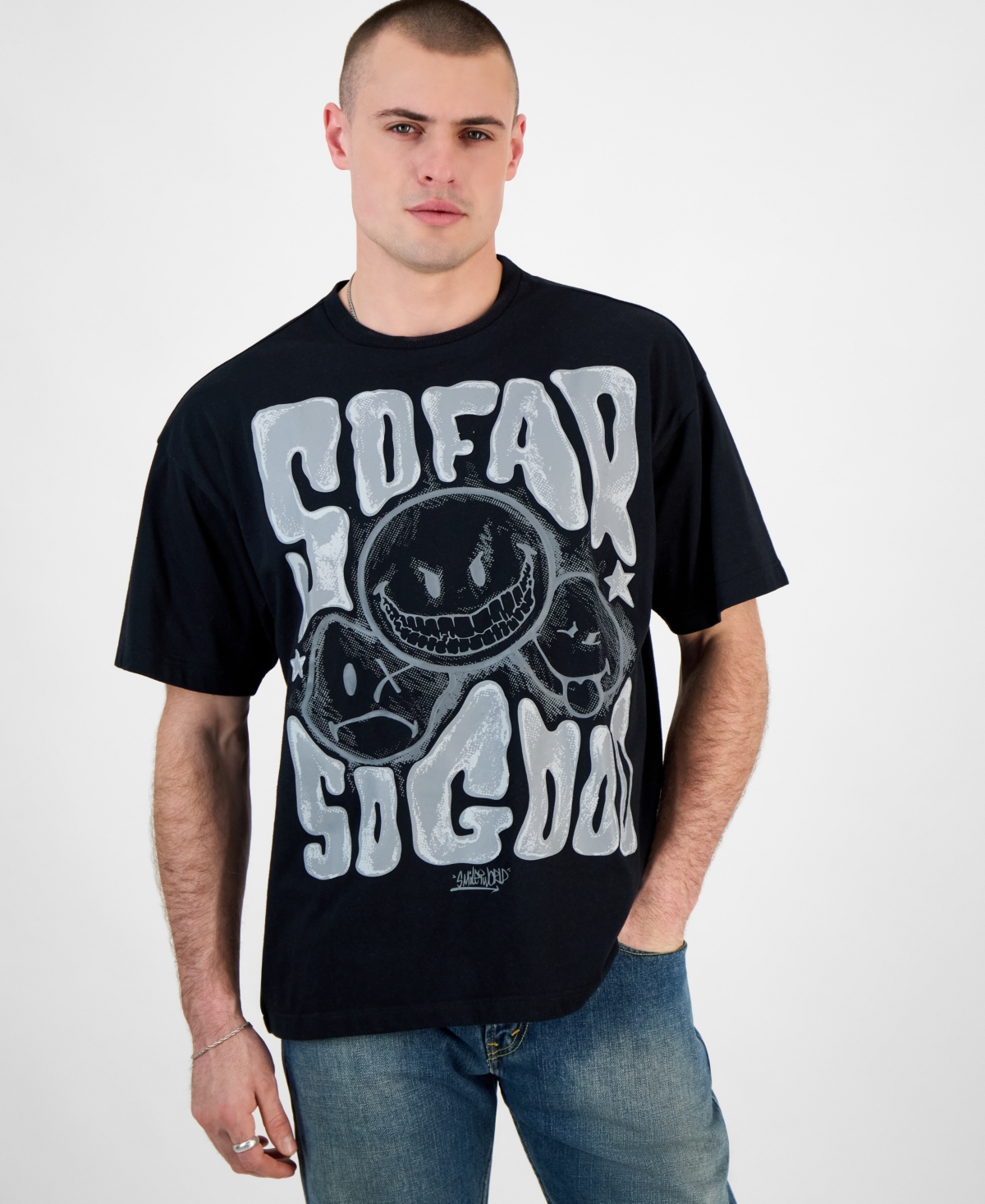 SimleyWorld Men's So Far So Good Regular-Fit Graphic T-Shirt - Black