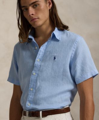 Men's Short-Sleeve Linen Button-Up