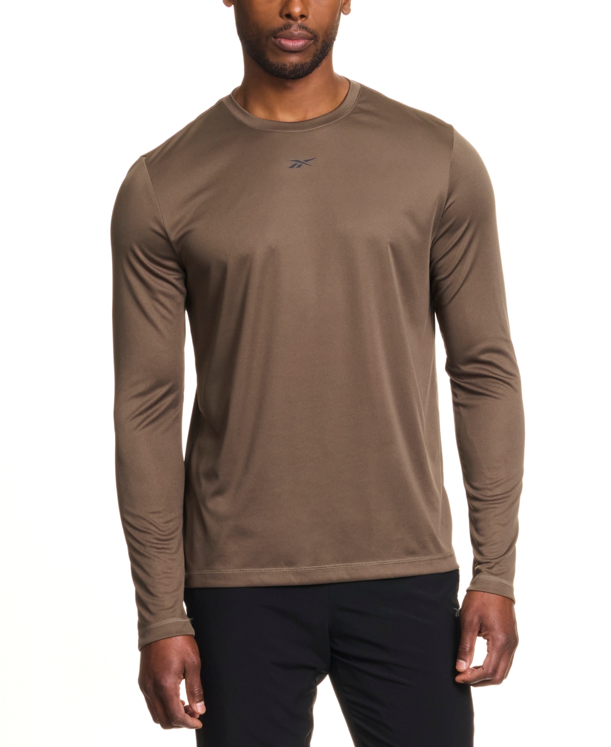 Reebok Men's Tech Long Sleeve Crewneck Logo T-Shirt