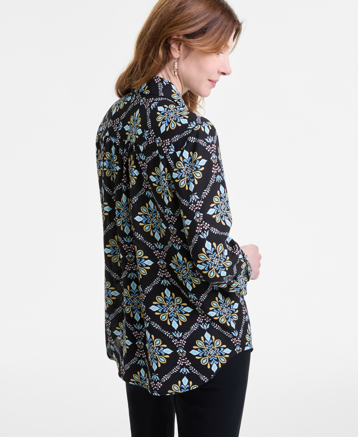 JM COLLECTION WOMEN'S EMBELLISHED-PLACKET BUTTON-FRONT SHIRT, EXCLUSIVELY AT MACY'S 