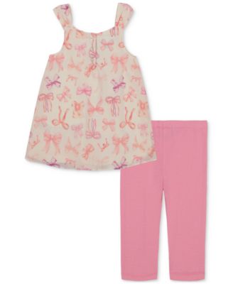 Baby Girls 2-Pc. Bow-Print Tunic & Capri Leggings Set