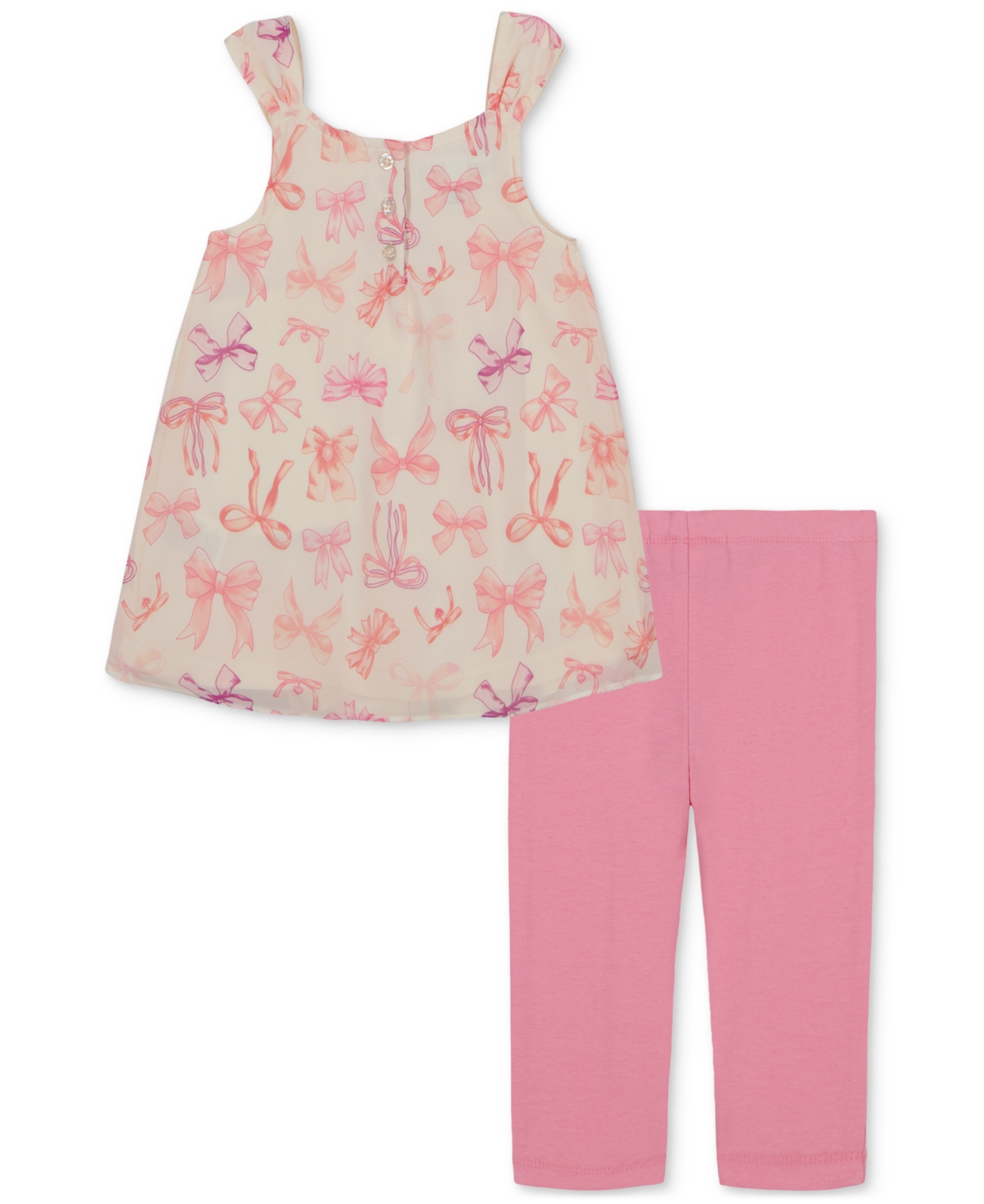 Kids Headquarters Baby Girls 2-pc. Bow-print Tunic & Capri Leggings Set In Pink