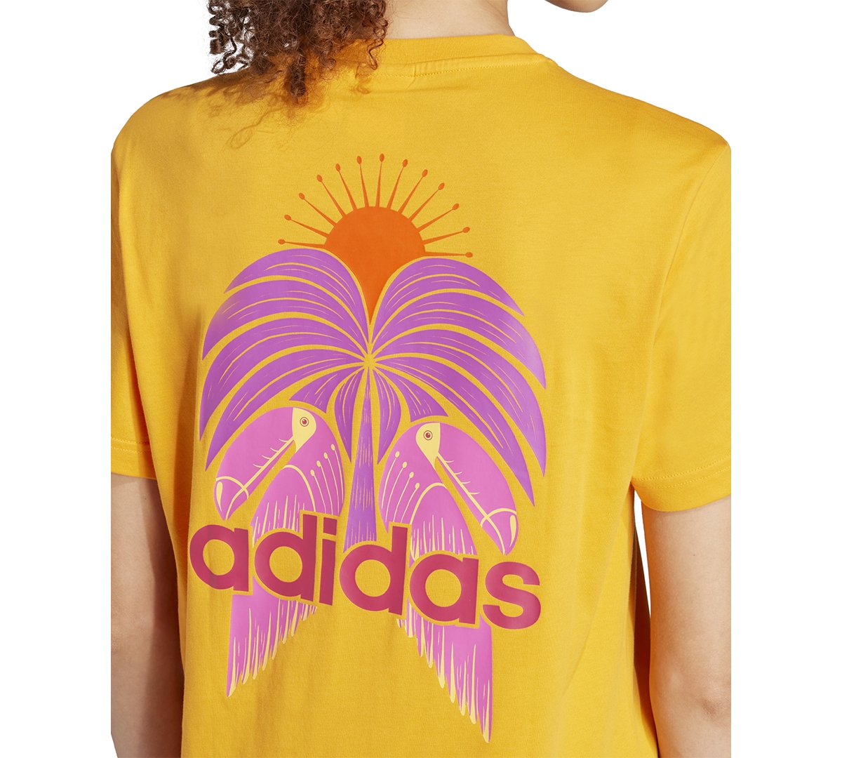 Adidas Originals Women's X Farm Rio Cotton Tropical Logo Graphic T-shirt In Bright Orange