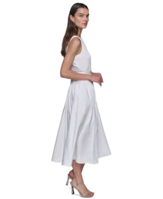 KARL LAGERFELD PARIS Women's Drop-Waist Floral-Belt Dress - Macy's