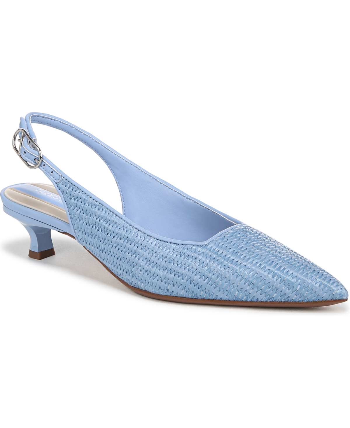 Women's Marlow 3 Pointed Toe Slingback Kitten Heel Pumps - Denim Blue Raffia