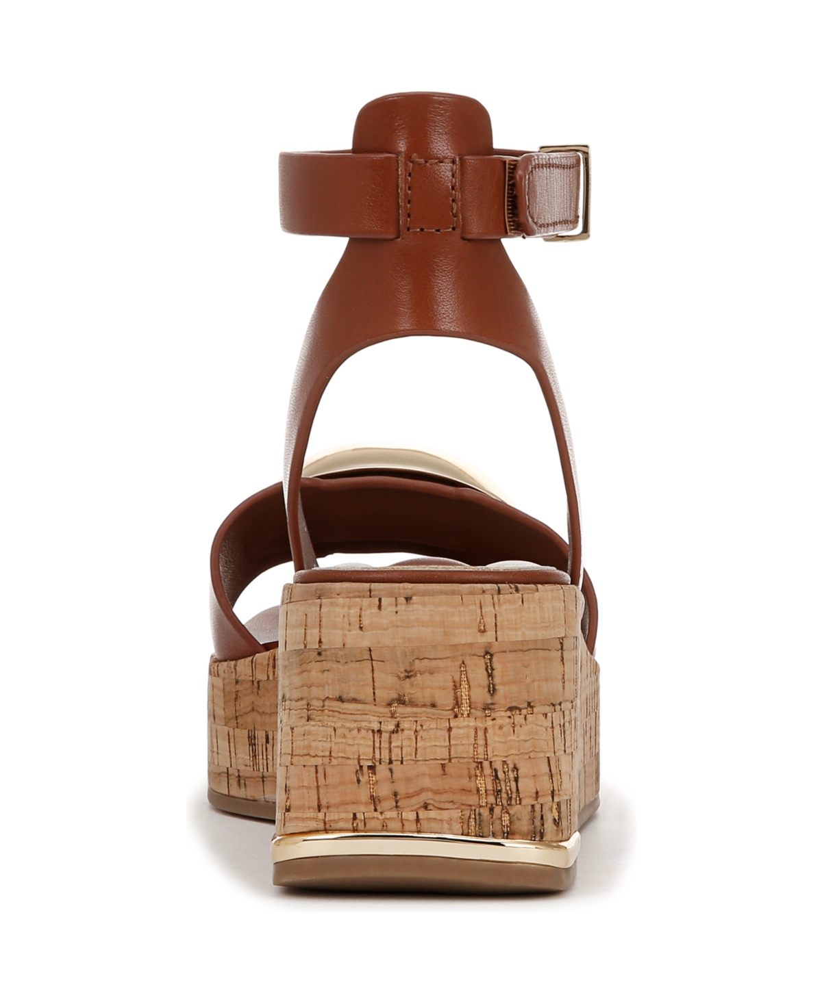 Franco Sarto Women's Taysha Ankle Strap Cork Platform Sandals In Saddle Brown Leather