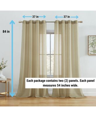 2 Piece Semi Sheer Voile Light Filtering Window Curtain Grommet Panels for Bedroom & Living Room (37 W x 84 L Inch Long Per Panel, Taupe)