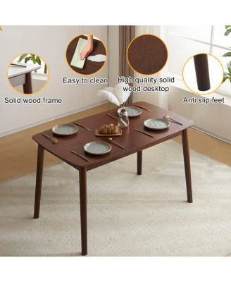 Rubber Wood Dining Table and Chair Set with Cushions