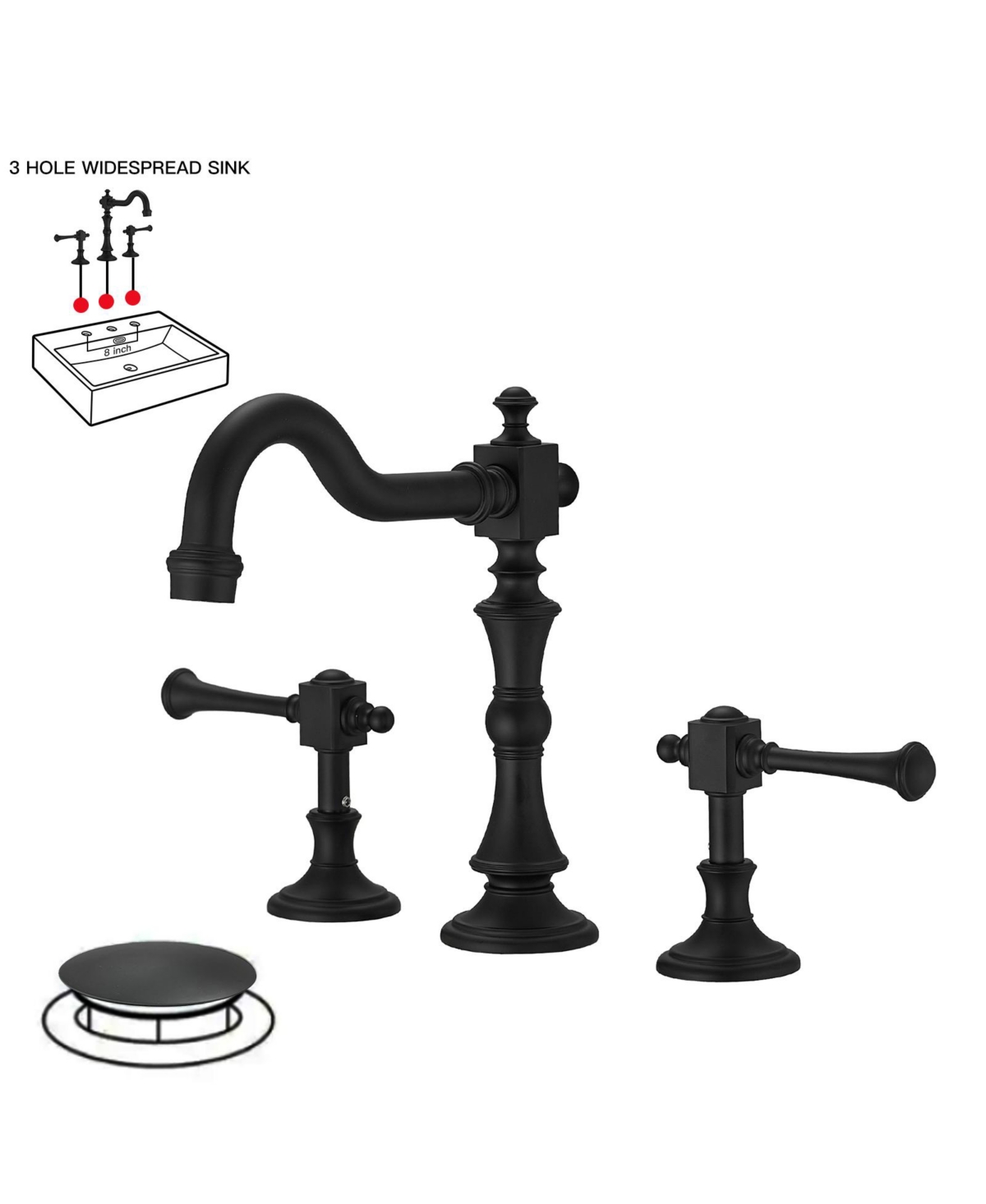 8 in. Widespread Double Handle 3 Hole Bathroom Faucet - Brushed nickel