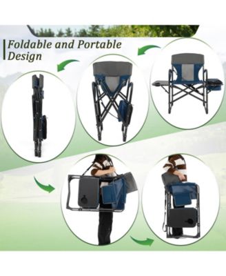 Folding Camping Directors Chair with Cooler Bag and Side Table