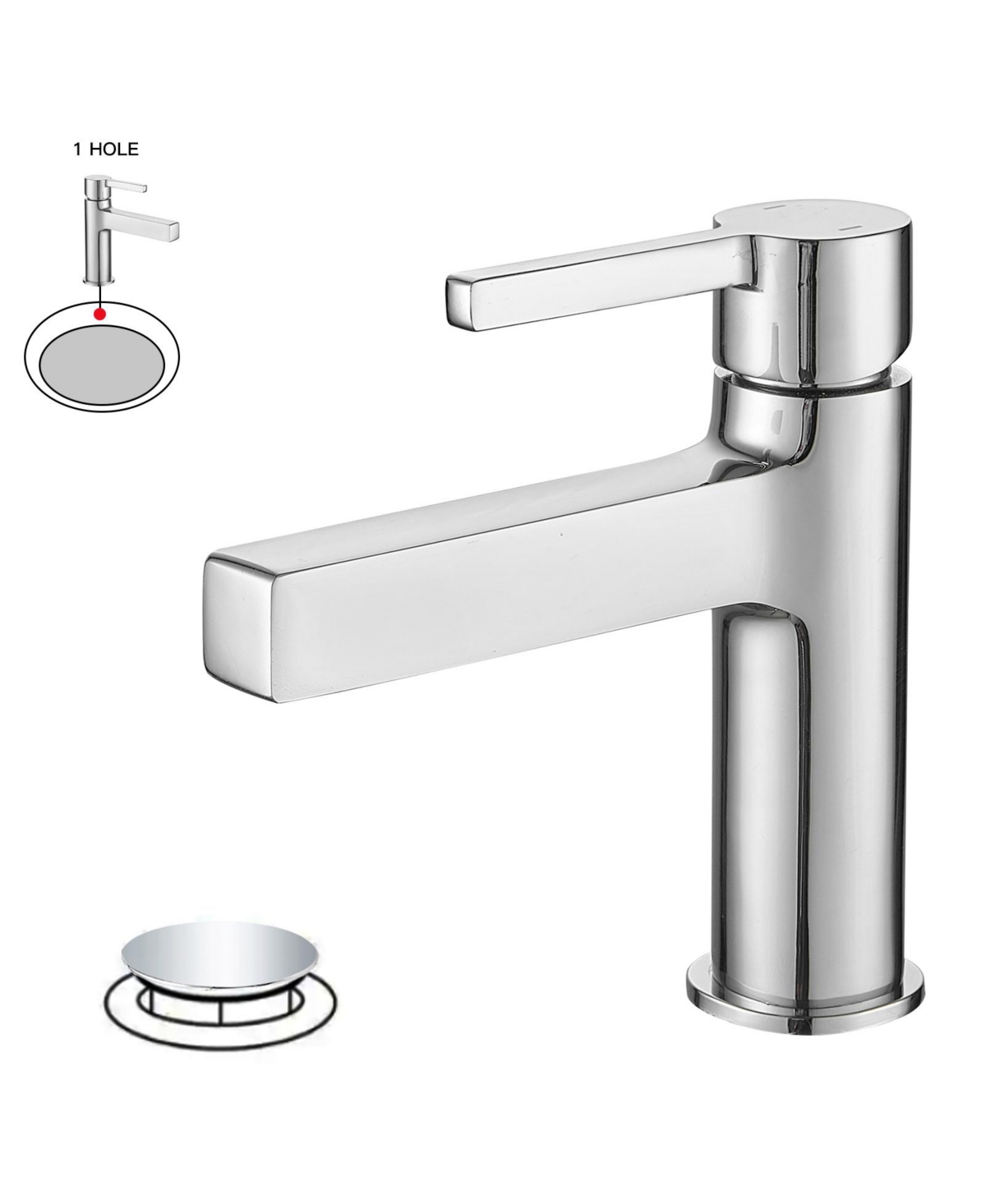 Single Handle Single Hole Modern Black Bathroom Faucet Drip-Free Vanity Sink Faucet in Polished Chrome - Polished chrome