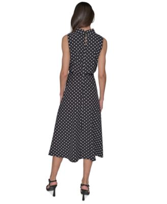 Women's Printed Mock-Neck Midi Dress