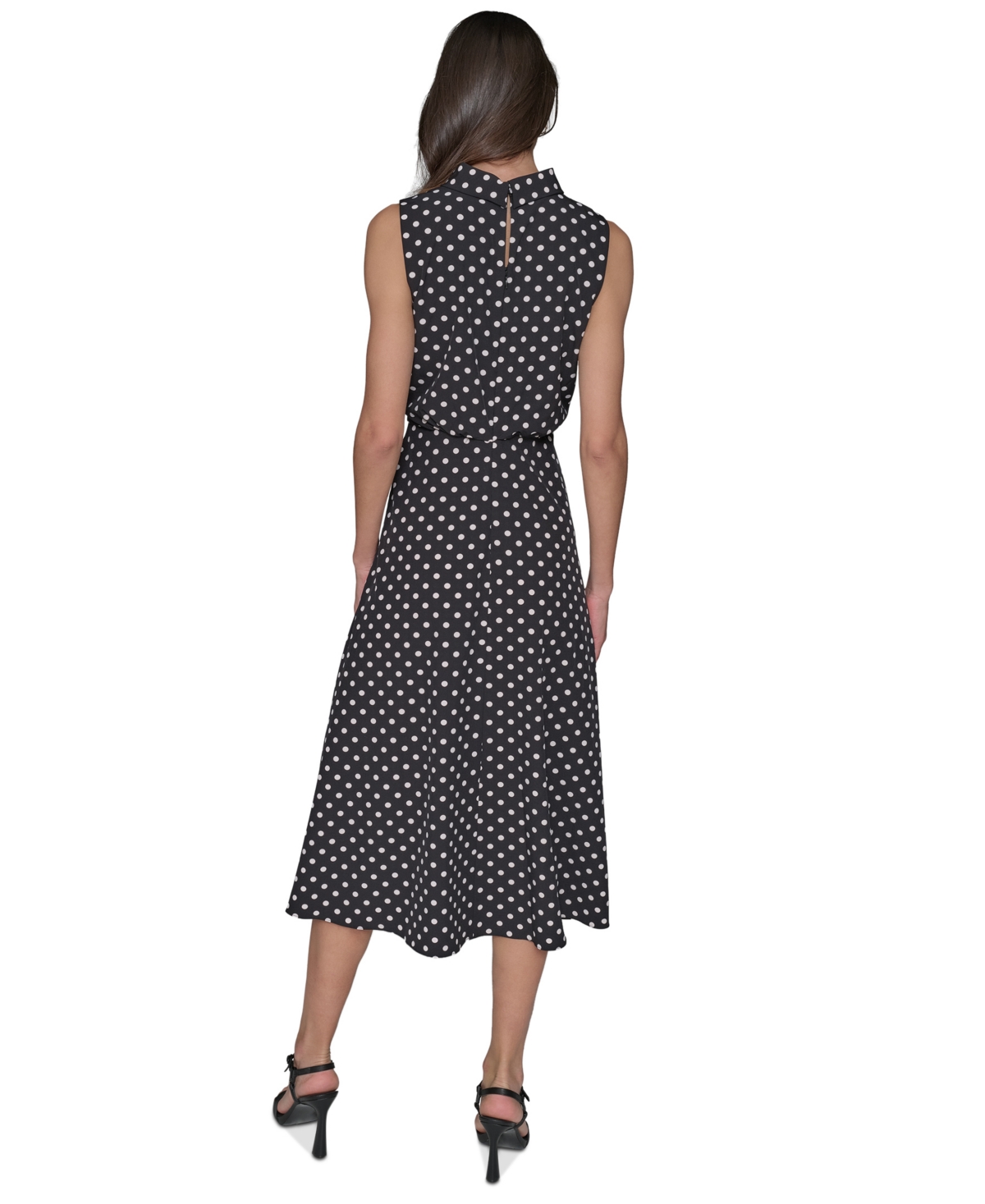 Shop Karl Lagerfeld Women's Printed Mock-neck Midi Dress In Charcoal